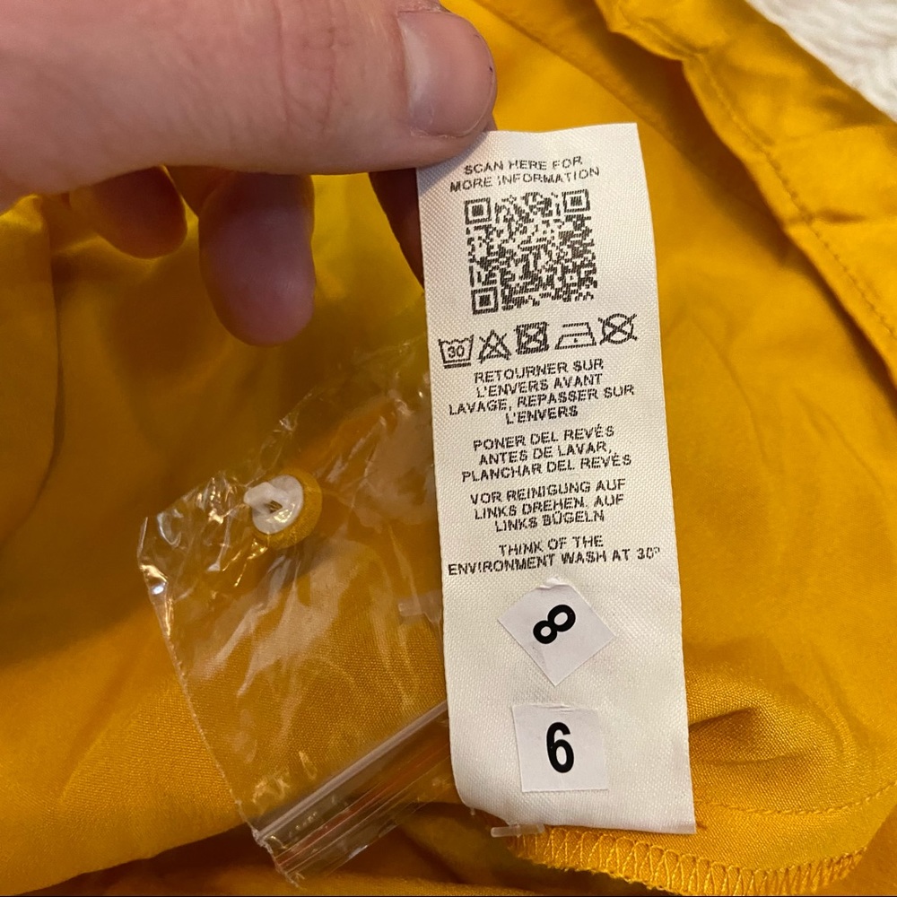 NWOT ASOS Design Mustard Yellow Mini V-Neck Ruffle Dress 12 - Picture 12 of 15